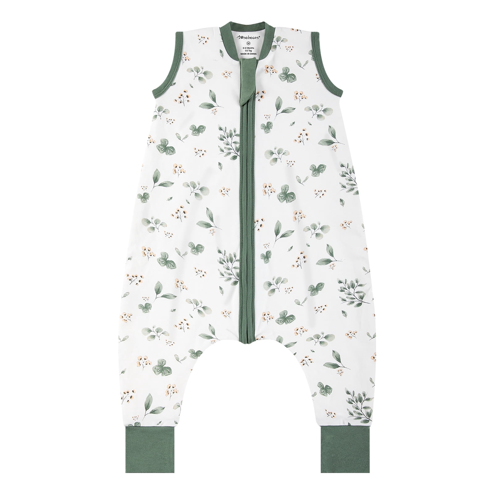 Mosebears 1.0 Tog Baby Sleeping Bag - Cotton Sleeveless Sleep Sack for Baby(Plants,S(6-12 Months))