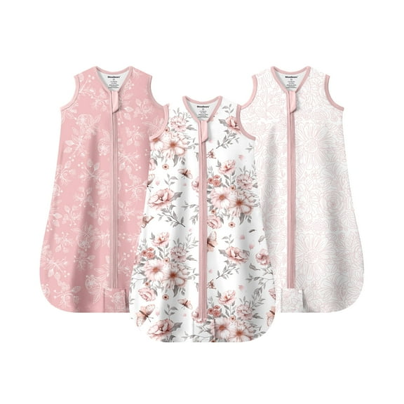 Mosebears 3Pcs 0.5 Tog Baby Sleep Sack 0-6 Months 100% Cotton Unisex Baby Wearable Blanket With 2-way Zipper