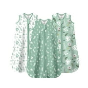 Mosebears 3Pcs 0.5 Tog Baby Sleep Sack 0-6 Months 100% Cotton Unisex Baby Wearable Blanket With 2-way Zipper