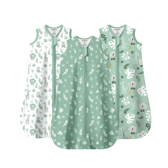 Mosebears 3Pcs 0.5 Tog Baby Sleep Sack 18-24 Months 100% Cotton Unisex Baby Wearable Blanket With 2-way Zipper