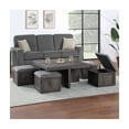 thumbnail image 1 of Moseberg Brown Rustic Wood Coffee Table with Storage Stools, 1 of 2