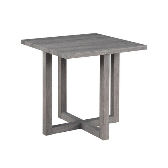 Moseberg Distressed Gray Wood End Table with Cross Base