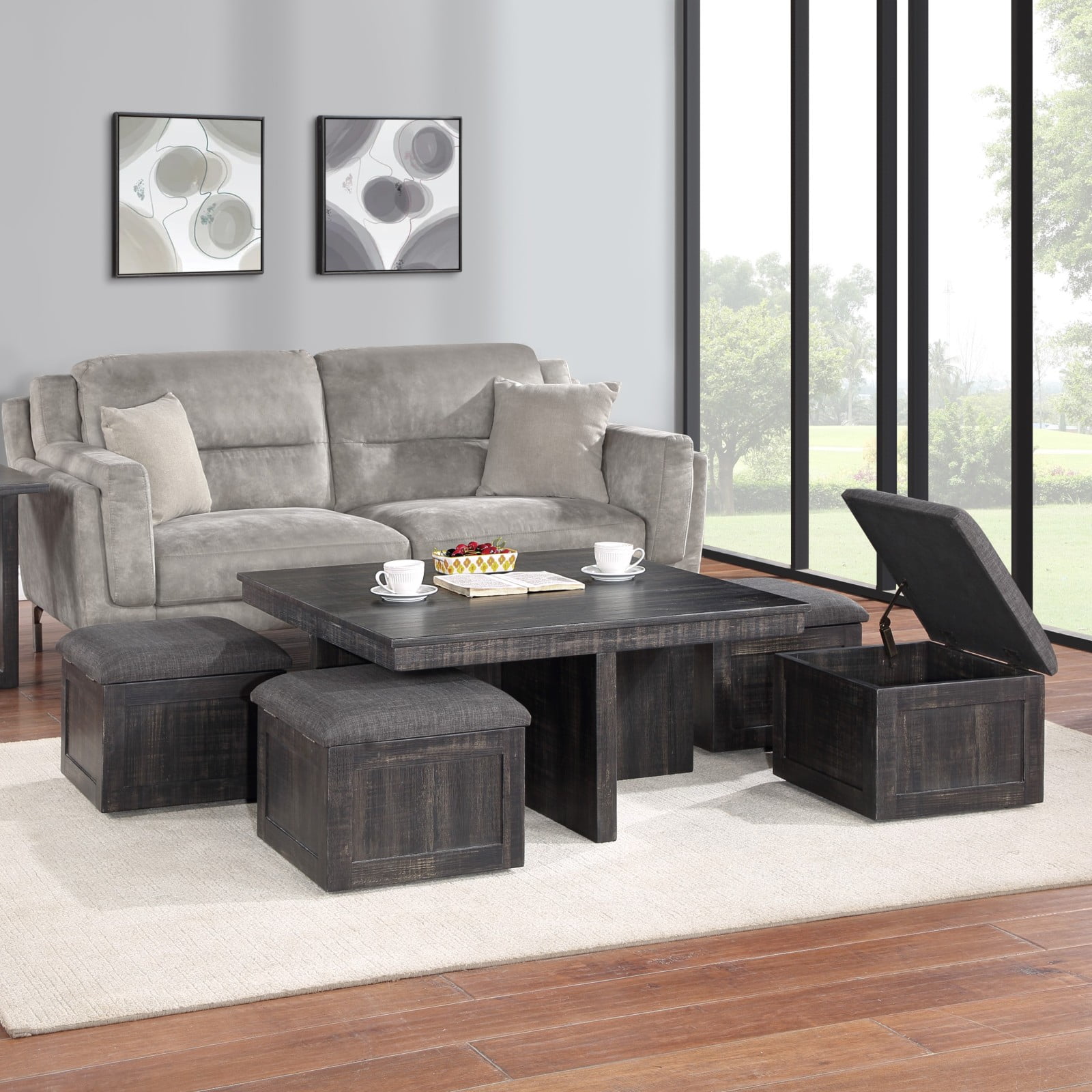 Upholstered nesting coffee sale table