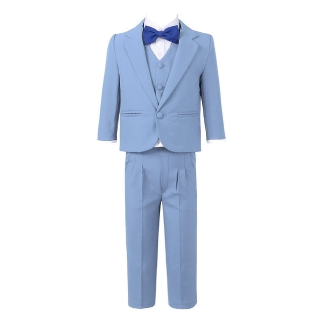 Mosedou Baby Boys Suit Set Gentleman 5Pcs Set Blazer Vest Shirt Bow Tie