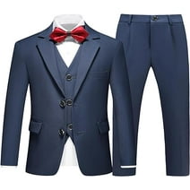 Mosedou Boys Suits 5 Piece Slim Fit with Tuxedo Blazer Jacket Vest Pant for Kids Prom Wedding Dresswear Formal Set Size 2-14Y