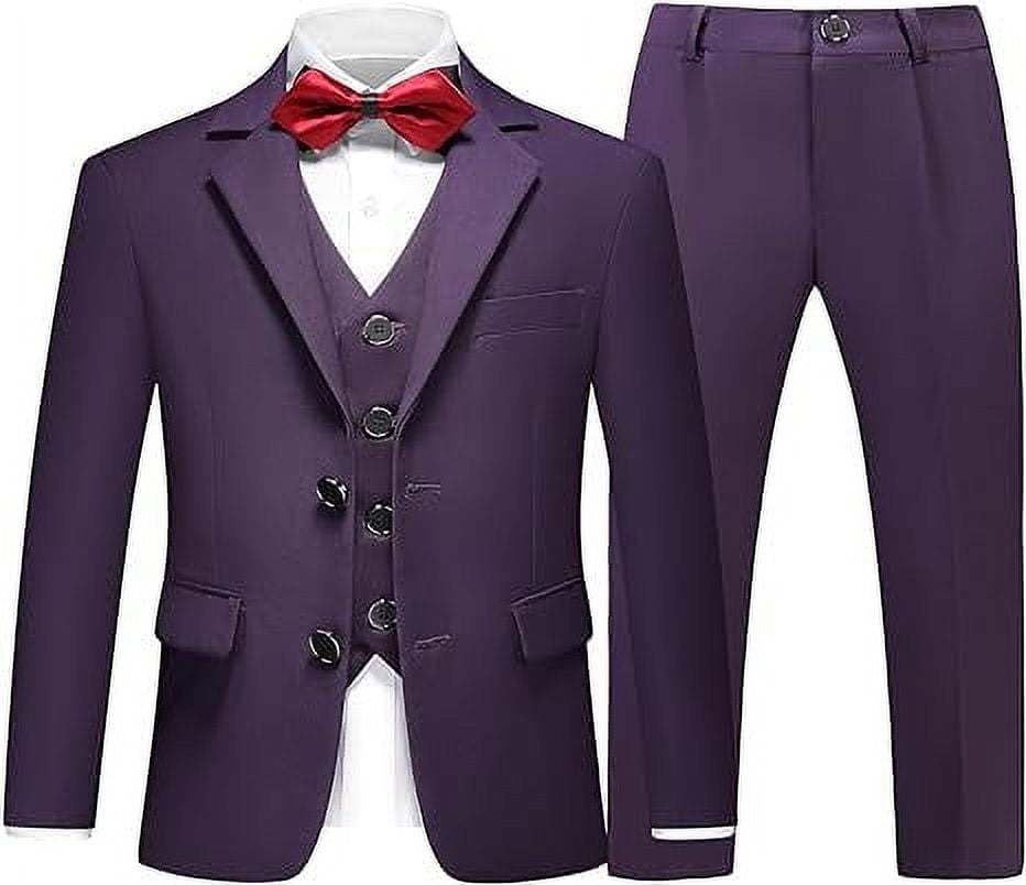 Boys Suit Vest Pants Set Color Shirt Tie Pinstripe, Wedding Suit