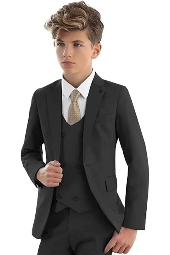 Full Sleeve Waistcoat Collar Shirt Tie Pant Tuxedo Outfit Set (Big Boys)