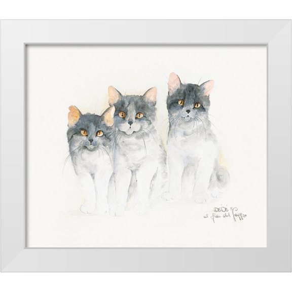 Moser, Dede 14x12 White Modern Wood Framed Museum Art Print Titled - CATS OF DISTINCTION III