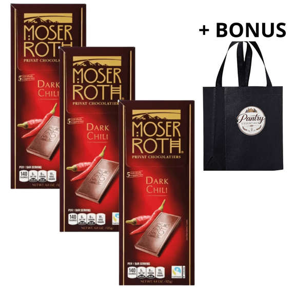 Moser Roth Dark Chili Chocolate Bar, 4.4 oz . 3 Pack