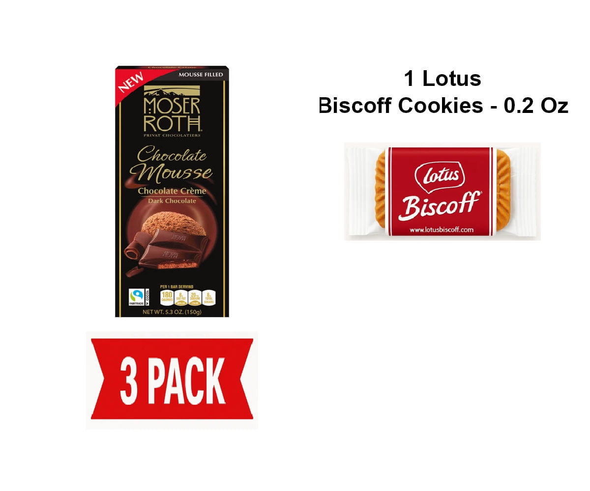 Moser Roth Dark Chocolate Mousse - 5.3 oz - Pack of 3 & Lotus Biscoff ...