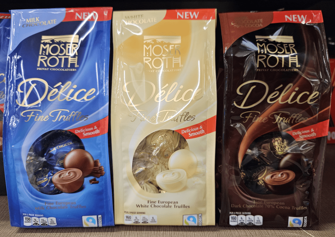 Moser Roth Delice Fine Truffles Milk, White, Dark Chocolate 4.9oz 140g (3 Bags)