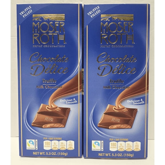Moser Roth Privat Chocolatiers Chocolate Delice Truffle Milk Chocolate 5.3oz 150g (2 Bars)