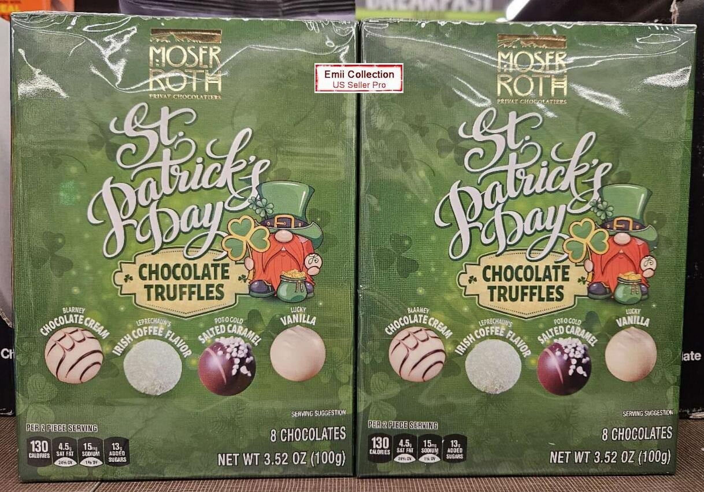 Moser Roth Privat Chocolatiers St Patrick’s Day 8 Chocolate Truffles 3.52oz 100g (2 Boxes)