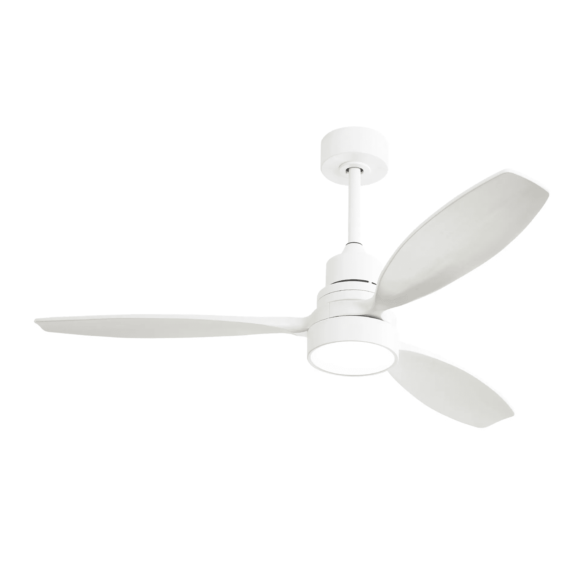 52" Matte White Wood Blades Ceiling Fan with LED Light and Remote