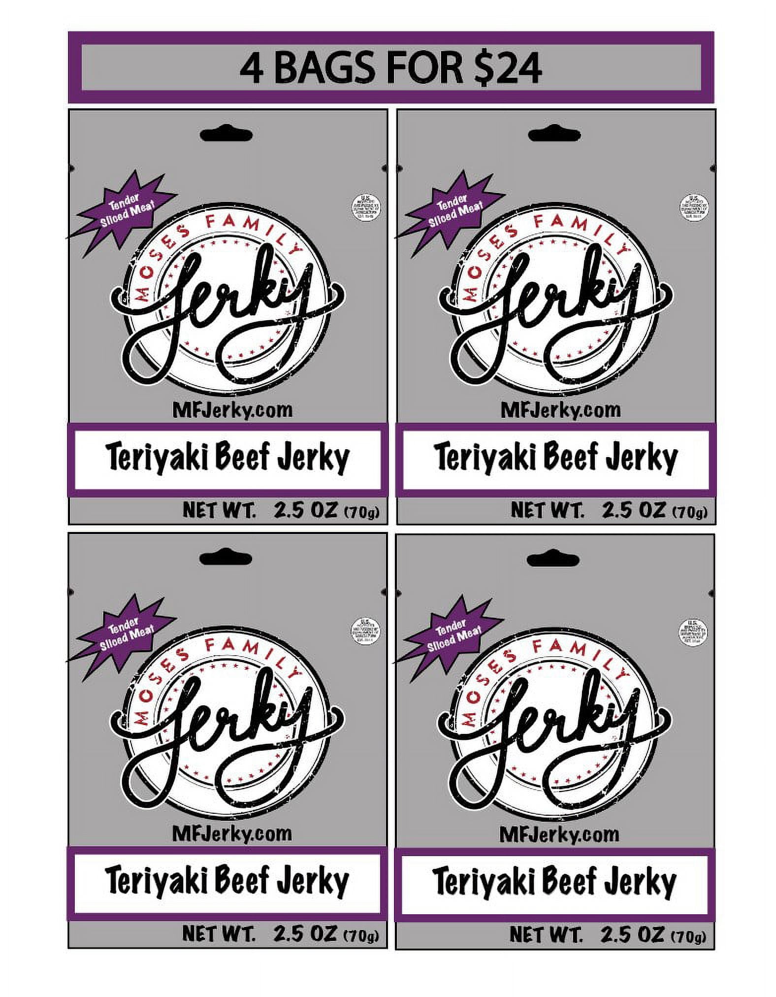 Moses Family Beef Jerky, Teriyaki Beef Jerky, 2.5 Ounce (Pack of 4), Disruptively Tender Sliced Meat