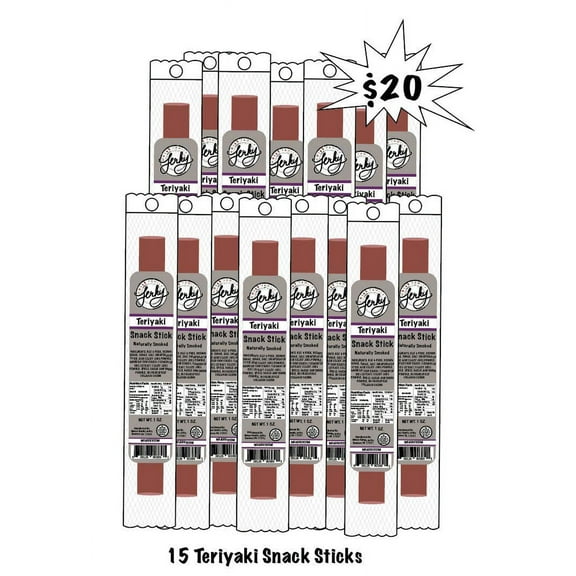 Moses Family Beef Jerky, Teriyaki Snack Stick, 1 Ounce (Pack of 15), Fresh, Meat Stick