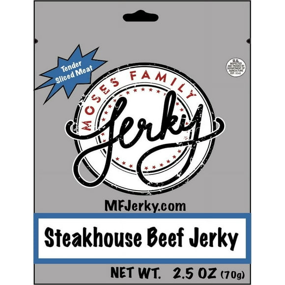 Moses Family Jerky, Steakhouse Beef Jerky, 2.5 Ounce, Tender Sliced Meat