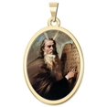 thumbnail image 1 of Moses OVAL Religious Medal  - 1/2 X 2/3 Inch Size of Dime, Solid 14K Yellow Gold, 1 of 1