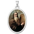 thumbnail image 1 of Moses OVAL Religious Medal - 2/3 X 3/4 Inch Size of Nickel, Solid 14K White Gold, 1 of 2