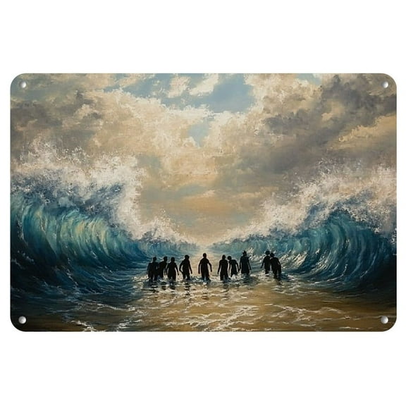 Moses Parting The Sea - 8X12 Inch Metal Auminum Wall Art, Suitable for Indoor And Outdoor Decoration, Perfect for Homes, Bars, Cafes, And Garages.