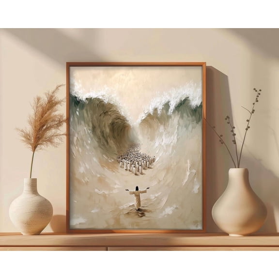 Moses Parting the Red Sea Wall Art Bible Verse Jesus Faith Religious Decor