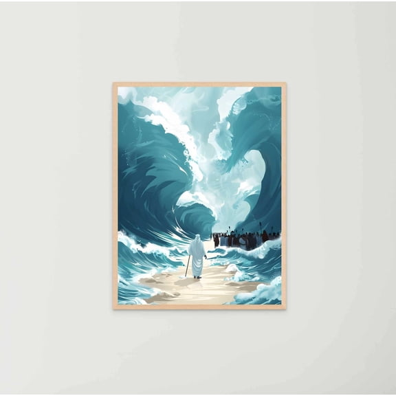 Moses Parts The Red Sea Christian Art Bible Verse Wall Decor Picture Print Unframed Paper Print