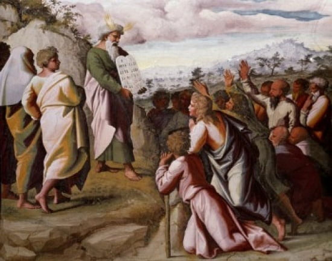 Moses Presenting the Ten Commandments Raphael (1483-1520 Italian) Fresco St Peters Basilica Vatican City Canvas Art - Raphael (24 x 36)