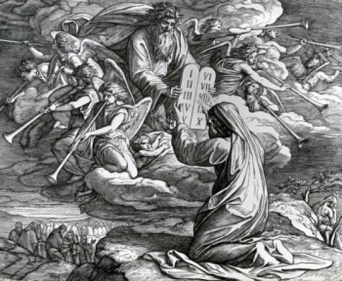 Moses Receives the Ten Commandments by Julius Schnorr von Carolsfeld (1794-187) Canvas Art - Julius Schnorr von Carolsfeld (18 x 24)