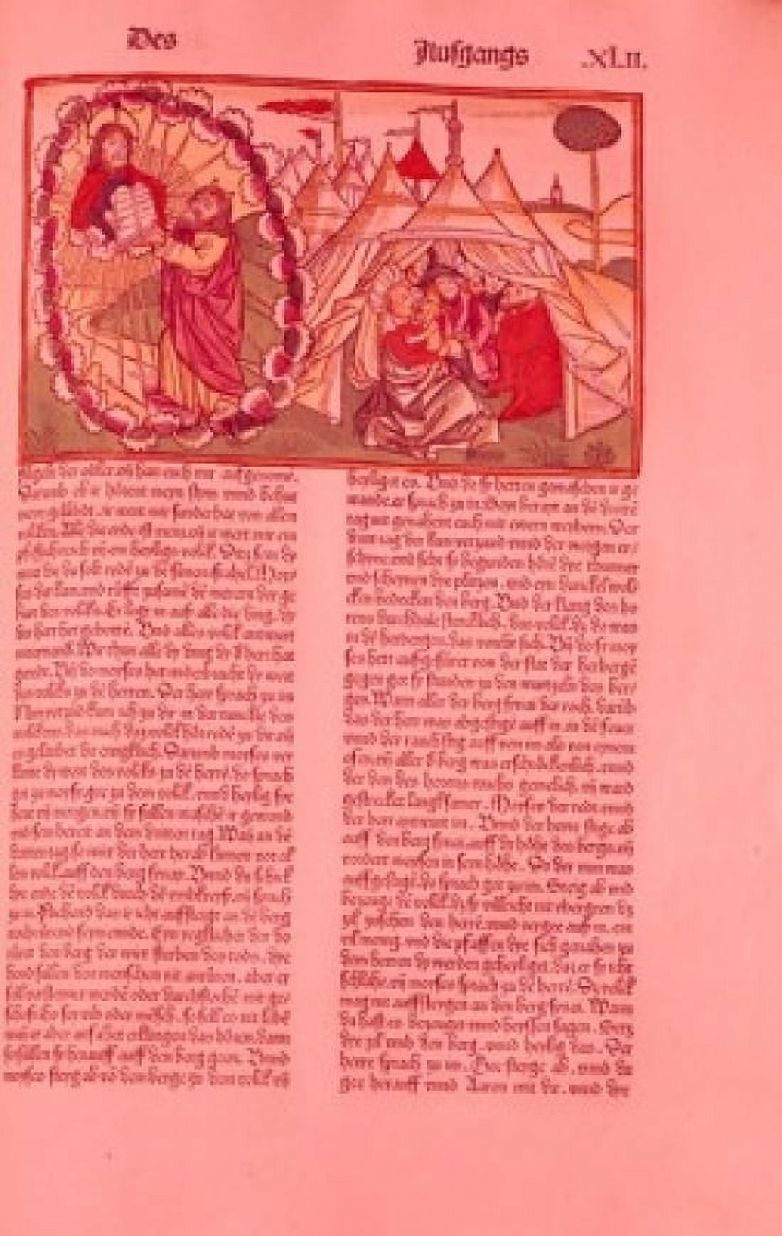 Moses Receiving Commandments from German Bible woodcut print USA New York New York City American Bible Society 1483 AD Canvas Art - (24 x 36)