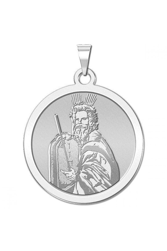 Moses Religious Medal  - 3/4 inch Size of a Nickel in Sterling Silver