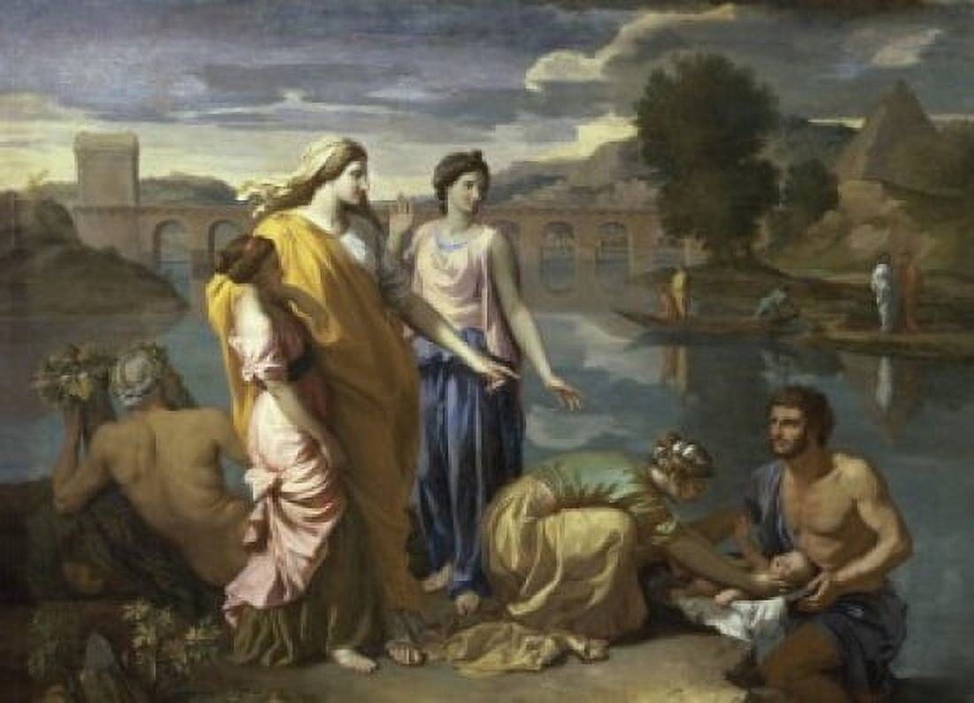 Moses Saved from the Water 17th C Nicolas Poussin (1594-1665French) Musee du Louvre Paris Canvas Art - Nicolas Poussin (18 x 24)
