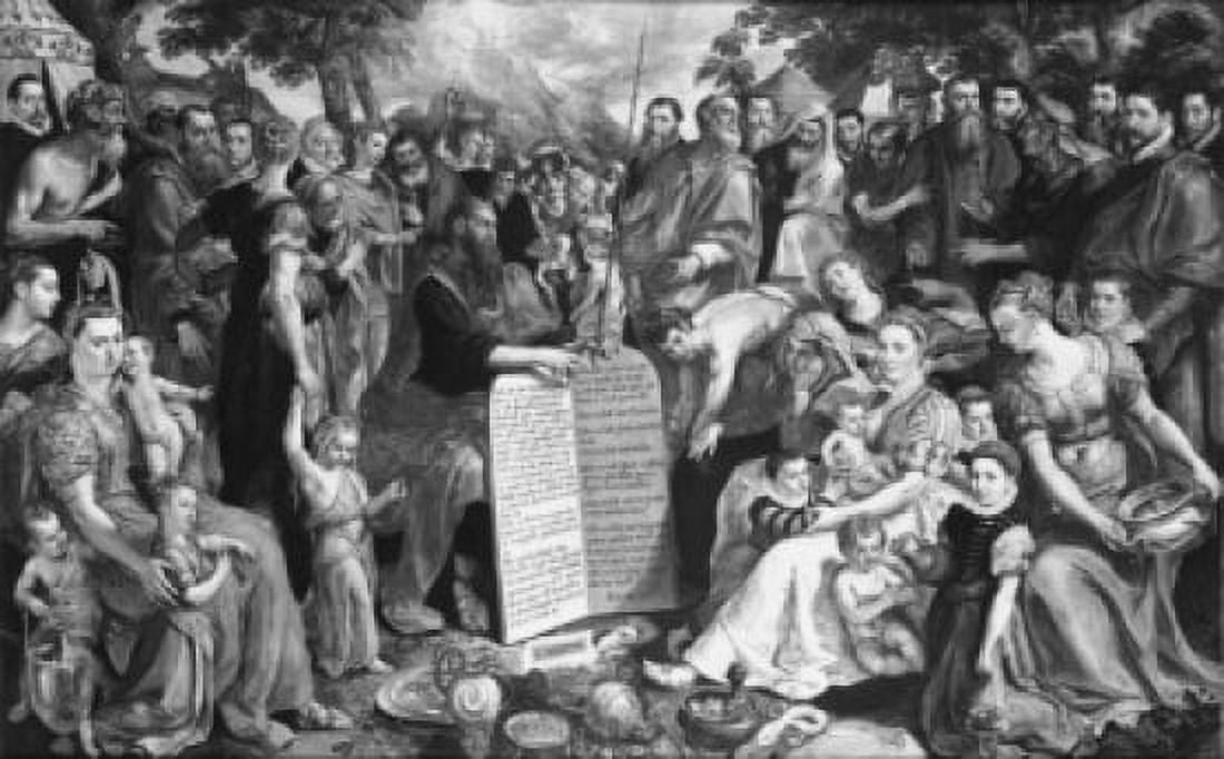 Moses Showing the Tablets of the Law to the Israelites Maarten de Vos (1532-1603Flemish) Canvas Art - Maarten de Vos (18 x 24)
