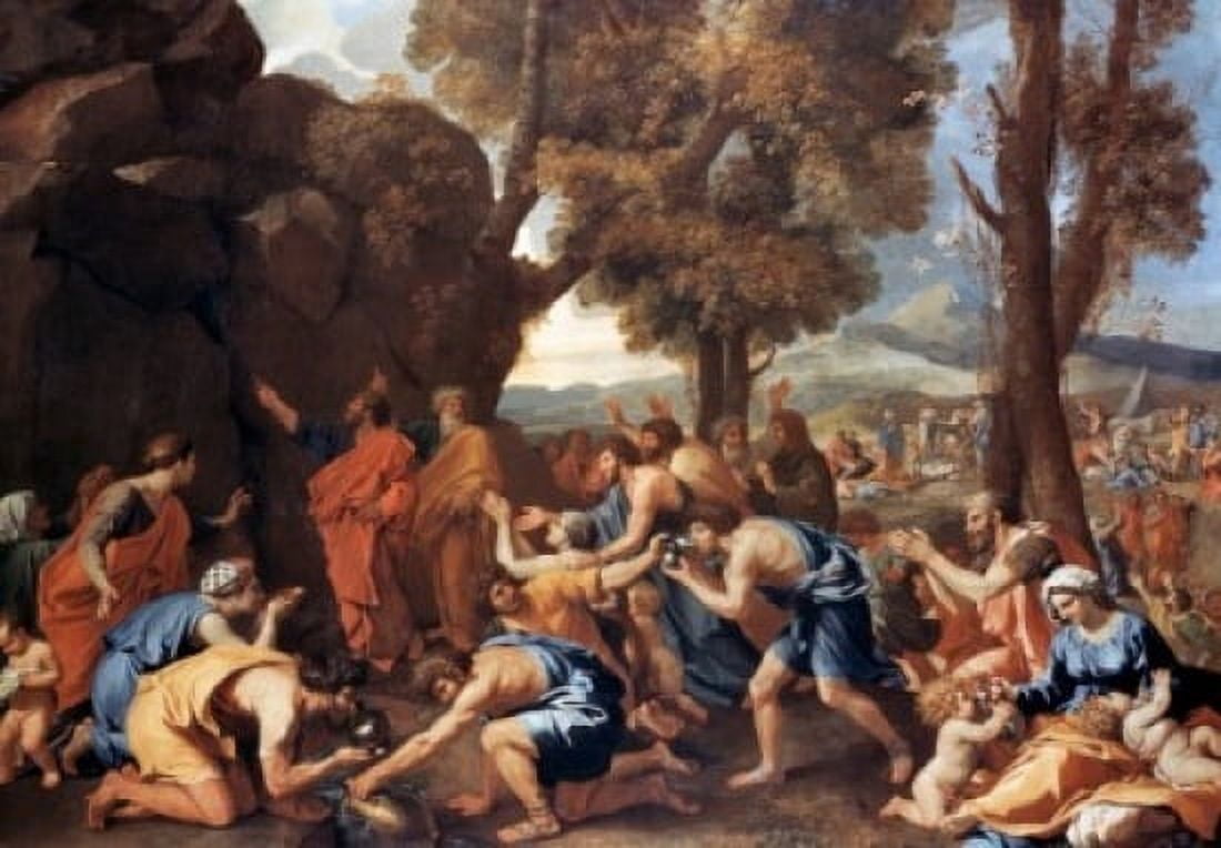 Moses Smitheth the Rock by Nicolas Poussin (1594-1665) Canvas Art - Nicolas Poussin (24 x 36)