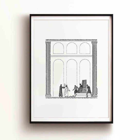 Moses Staff into Snake, Bible Sketches, Christian Modern Bible Exodus Art Wall Illustration, Christian Gifts, serpent print