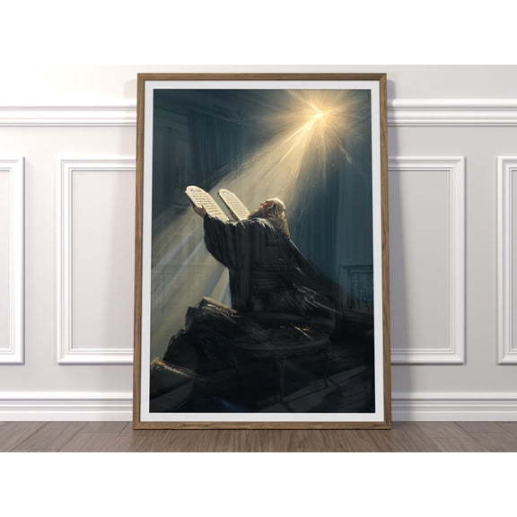 Moses Ten Commandments: Christian Biblical Wall Art, Home Decor, Room Decor