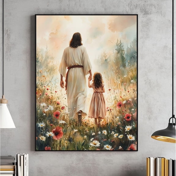 Moses : Wall Art, Lds Print, Walk With Me, Jesus Christ Walking, Women, Scripture Verse, Room Decor, Warm Present Vintage UNFRAMED Poster Size 24x36