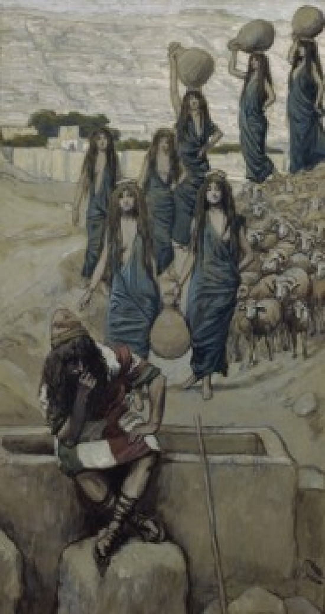 Moses at the Well at Midian  James J Tissot (1836-1902French)  Jewish Museum New York Canvas Art - James Tissot (18 x 24)