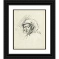 thumbnail image 1 of Moses ter Borch 12x14 Black Ornate Wood Framed Double Matted Museum Art Print Titled: Head of a Woman with a Headscarf, to the Left (C. 1660), 1 of 5