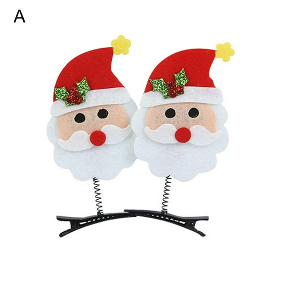 Mosey 1 Pair Hair Clip Christmas Theme Design Headwear Metal Santa Claus Bobby Pin Jewelry Accessories