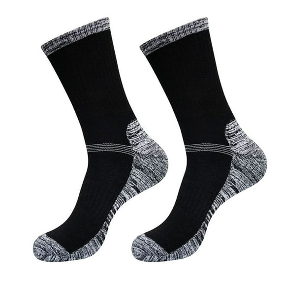 Mosey 1 Pair Men Winter Sports Socks Mid-tube Thickened Soft Anti-slip Elastic Patchwork Color Matching No Odor Basketball Football Jogging Socks