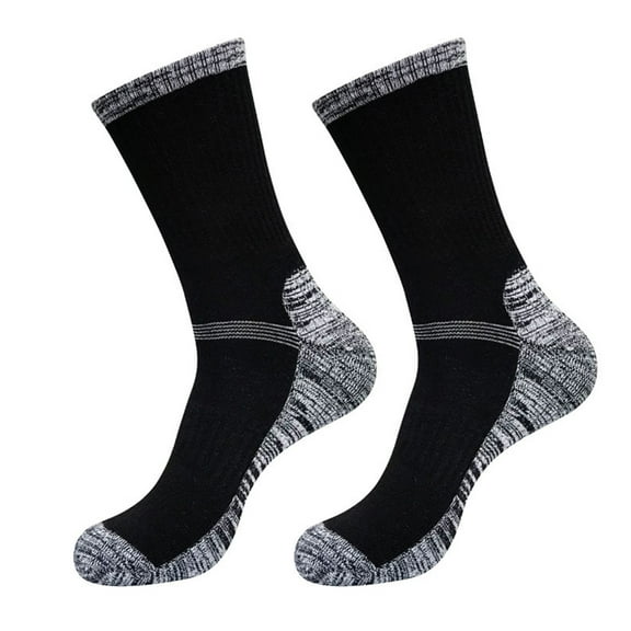 Mosey 1 Pair Men Winter Sports Socks Mid-tube Thickened Soft Anti-slip Elastic Patchwork Color Matching No Odor Basketball Football Jogging Socks