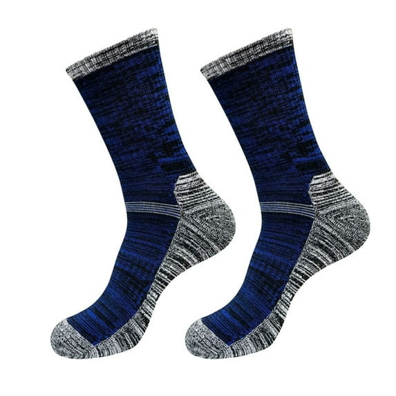 Mosey 1 Pair Men Winter Sports Socks Mid-tube Thickened Soft Anti-slip Elastic Patchwork Color Matching No Odor Basketball Football Jogging Socks