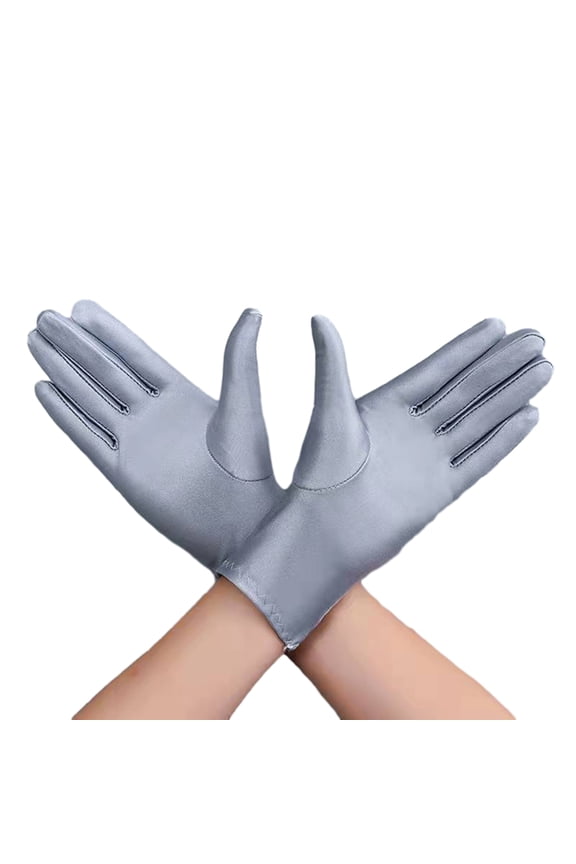 1 Pair Unsiex Winter Gloves Five Fingers Solid Color Elastic Anti-slip Sun Protection Breathable Soft Stage Performance Auction Ritual Girl Gloves Fall Spring Gloves