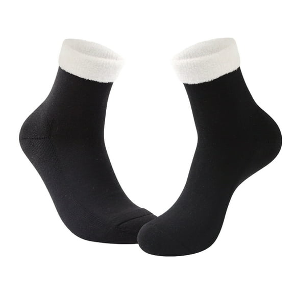 Mosey 1 Pair Winter Socks Thick High Elasticity Warm Anti-slip Mid-tube Color Matching Soft No Odor Unisex One Size Floor Socks