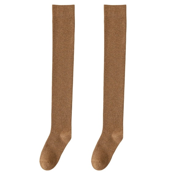 Mosey 1 Pair Women Long Socks Solid Color Thigh High Stockings Autumn Winter Japanese Good Stretch Stockings for Daily Wear