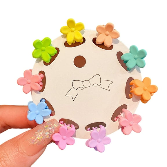 Mosey 10 Pcs/Set Kids Flower Hairpins Sweet Solid Color Anti-slip Lightweight Bangs Clips Small Claw Hair Decoration Styling Tool Children Hair Accessory