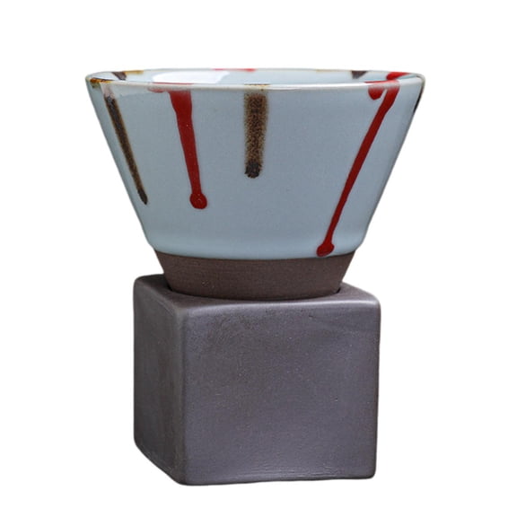 Mosey 150ML Ceramic Funnel Coffee Cup with Base Heat-resistant Handmade Japanese Style Latte Cappuccino Tea Espresso Tapered Mug Birthday Gift