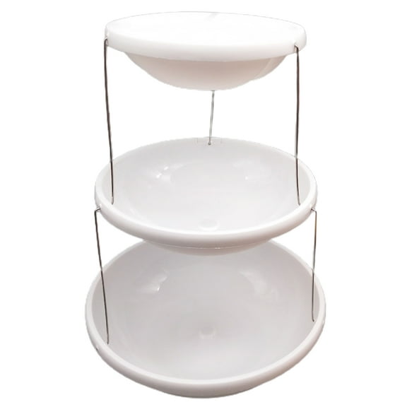 Mosey 2/3 Tier Twist Fold Party Bowl Serving Plate Collapsible Nesting Plastic Platter Dips Nuts Candy Fruit Snack Space Saving Server