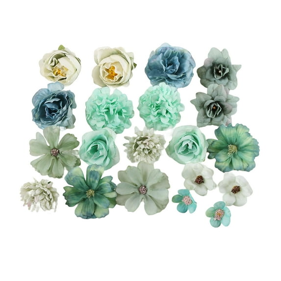 Mosey 20Pcs Fake Flower Head DIY Vivid Looking Anti-fall Pretty Fake Chrysanthemum Head Bridal Accessories
