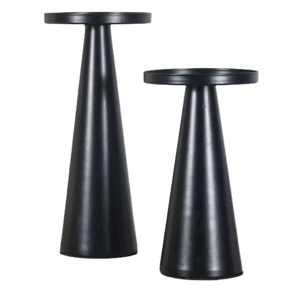 Mosey 2Pcs/Set Candle Stick Holders Versatile Easy to Grip Black Desktop Retro Candlelight Holder Household Supplies